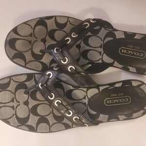 Coach Black and Tan Women's Sandals